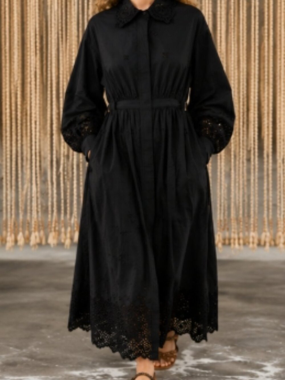 NWOT Spring/Summer ‘24 Runway ULLA JOHNSON Adette Midi Dress in Noir S $650